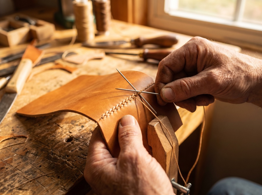 Saddle-stitched by hand